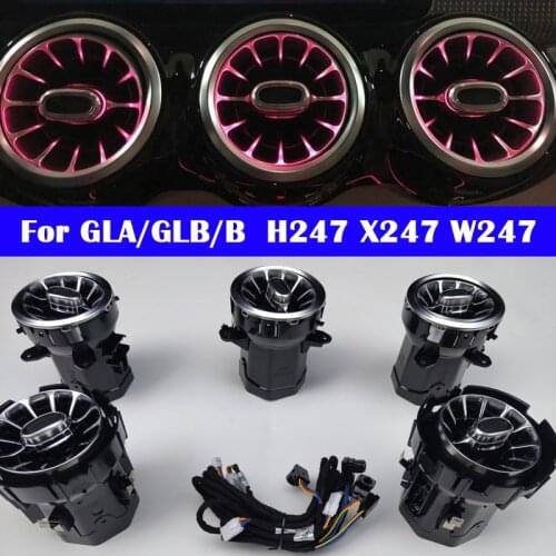 For Benz GLA/GLB/B class H247 X247 W247 Car Ambient Light Set LED Air Vent Outlet Turbine Trim Nozzle 64-color Atmosphere Lamps