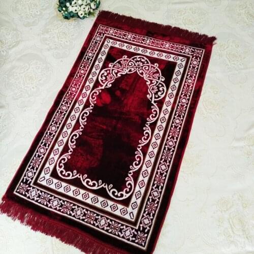 RED SOFT PLUSH MUSLIM PRAYER MAT SAJJADAH