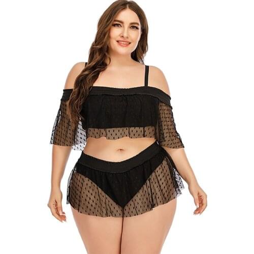 Swimsuit Womens Black High Waist Bikini Set 2021 Plus Size Swimwear Summer Swimwear Flamingo May Beach Swimwear Mesh Bikini