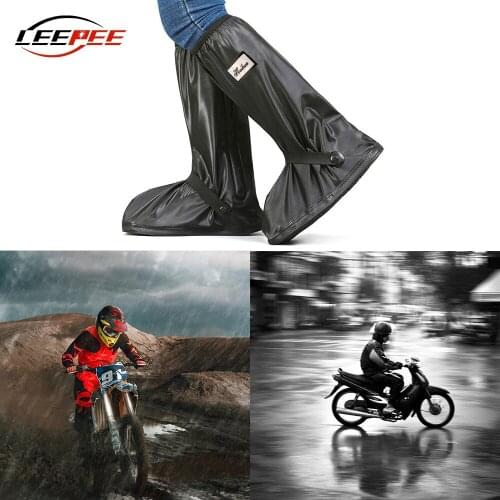 LEEPEE Motorcycle Boots Shoes Botas Plus Size XL Strap Tighten Rainy Snowy Skidproof Waterproof Motorbike Motor Bike Accessories