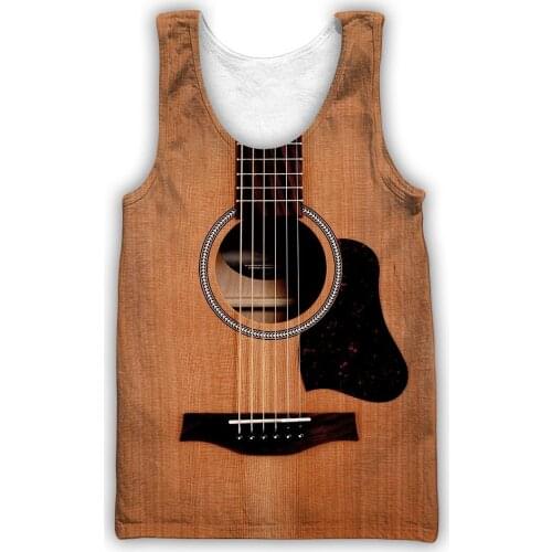 Mens Top 3D All Over Printed Love Guitar Music Fashion Tees Summer Vest Cool Sleeveless Shirts For Men Streetwear