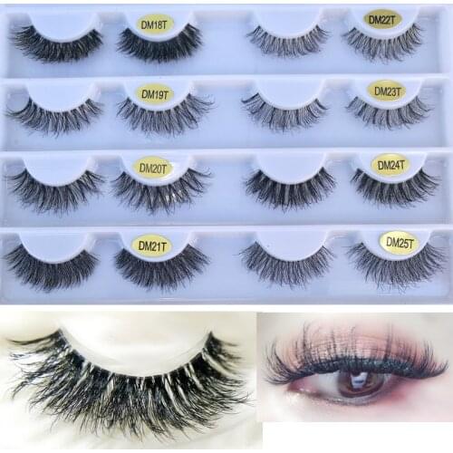 New 1 Pairs 3D Mink Lashes Handmade Fake Lashes False Eyelashes Soft Lashes Transparent Stem High Quanlity Beauty