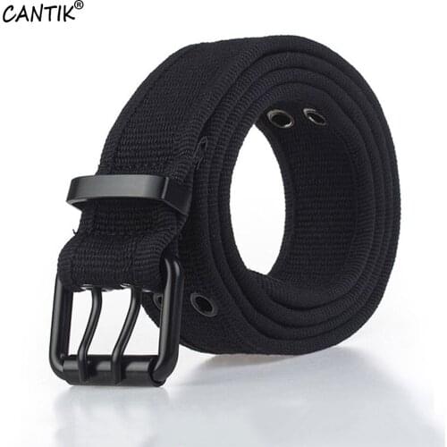 CANTIK New Unsiex Design Good Quality Durable Canvas Belt Double Pin Buckle Model Jeans Accessories Many Colours Choice CBCA198