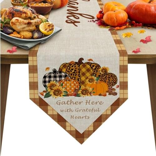 Autumn Table Runners Thanksgiving Sunflower Pumpkin Modern Home Dining Room Decor Table Cloth Wedding Party Table Runners
