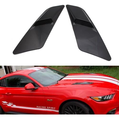 1pair For Ford Mustang 2015-2017 Black ABS Car Air Intake Trim Panel installed on the Hood
