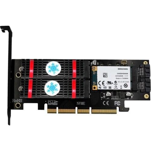 M.2 NVMe SSD NGFF mSATA to PCI-E X4/X8/X16 Raiser M Key B Key mSATA 3in1 PCI Express Riser Card mSATA SSD PCIE M.2 SATA Adapter