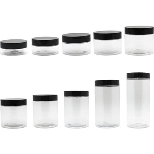 24pcs 50g 80g 100g 120g 150g 200g 250g 300g 400g 500g Empty Cosmetics Cream Container Clear PET Jar Brown Bottles With Screw Cap