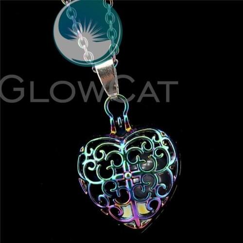 R-C787 Rainbow Colors Flower Cross Heart Magnet Beads Cage Pendant Perfume Diffuser Aromatherapy Pearl Cage Locket Necklace