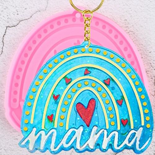 Rainbow Resin Mama Letters Silicone Mold Craft Necklace Keychain Pendant Epoxy Casting Molds DIY Chocolate Candy Fondant Moulds