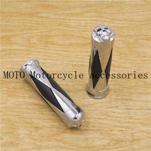 1" 25mm Motorcycle Skull Head Dimmond Handle Bar Hand Grips for Softail Springer For Honda Shadow Magna For Kawasaki Vulcan