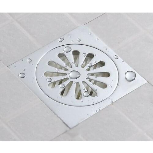 Silver Polished Chrome Brass Bathroom Floor Anti-odor and Insect-Proof Shower Drain Dhr001
