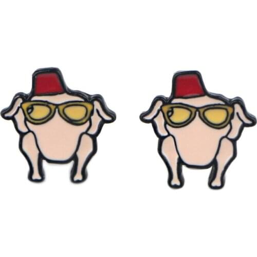 ZF1476 1pair Lovely Turkey Cartoon Shape Ear Stud Earrings For Women Girls Cute Earrings Fashion Accessories Jewelry