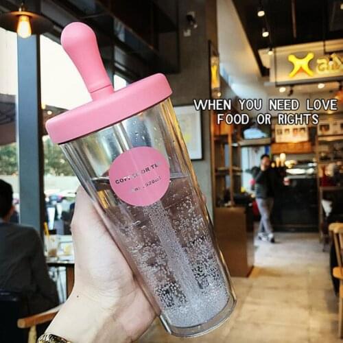 Double Wall Plastic Bubble Tea Tumbler Cup With Straw Reusable Bubble Tea Cup for bubble tea boba tumbler Leak-Proof Fashion Cup