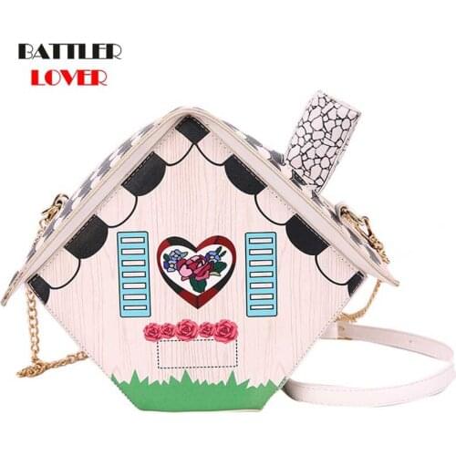 New House Shapes Crossbody Bags For Women 2021 Cartoon Printing Design Shoulder Messenger Purses Female Funny Brand Totes Flaps