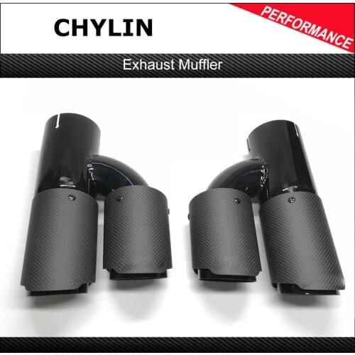 2PCS Universal H Style Dual Matt Carbon Fiber Exhaust Tip Rear Muffler Exhaust Pipe Exhaust Tip for BMW For Benz For Ak