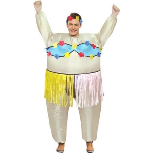 Adult Inflatable Hawaiian Dance Costume Halloween Party Costume Hula-hula Inflatable Costume for Women Purim Carnival Costume