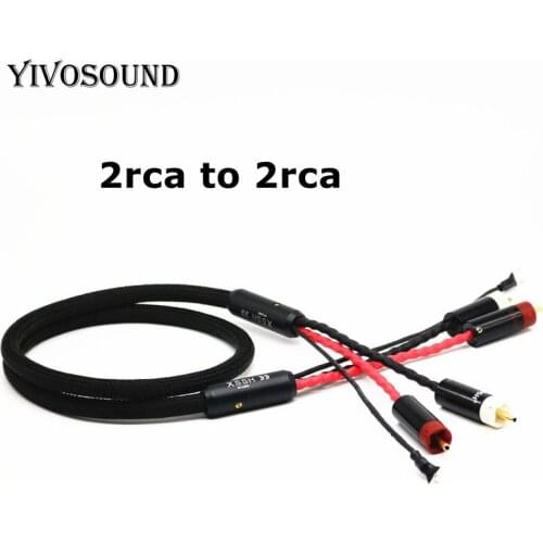 XSSH YIVO 4 core pure copper OFC Plated Silver shield 2 RCA to 2 RCA ground U spade Ground Wire plug Audio Phono Tonearm Cable