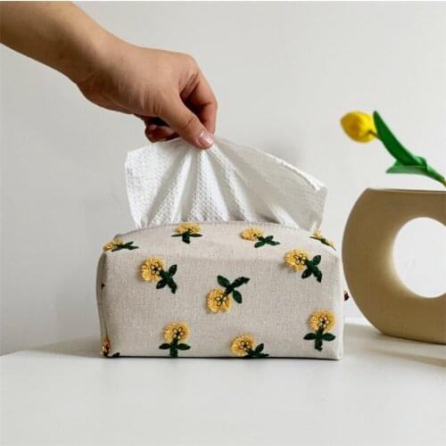 Japanese 3D Small Flower Tissue Box Light Luxury Carton Living Room Dining Table Napkin Case Lovely Cloth Paper Towel Holder