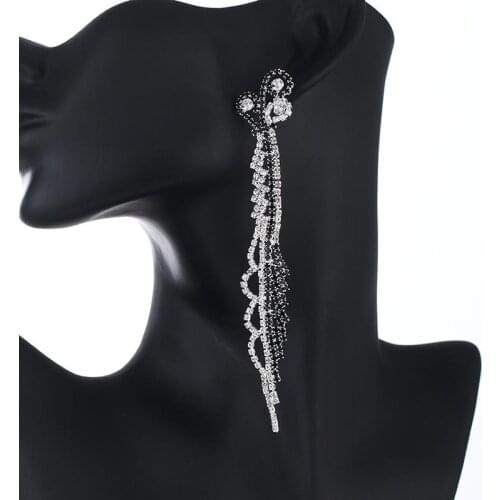 YFJEWE Irregular Rhinestone Tassel Earrings For Women Geometric Statement Wedding Jewelry Drop Dangle Earrings Jewelry E735