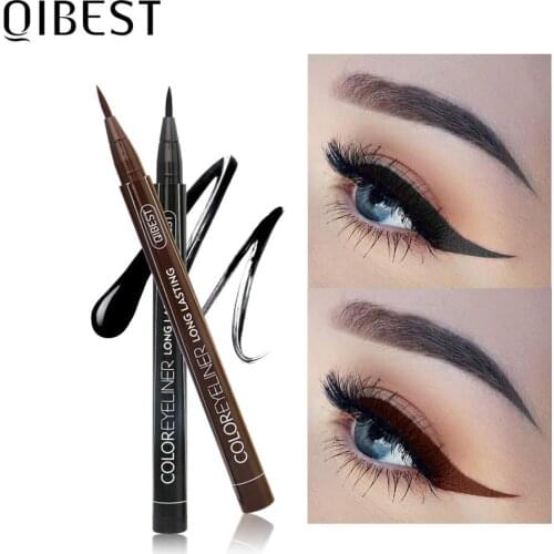 QIBEST 1Pc Liquid Eyeliner Pen Waterproof Quick Dry Matte Long-lasting Makeup 12 Color Colorful Eye liner Pencil Cosmetic TSLM2