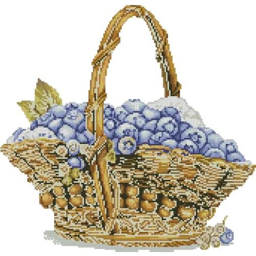 Gold Collection Counted Cross Stitch Kit Basket of Blueberry Fruit Fruits Berry Berries