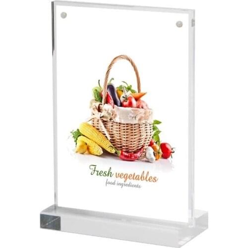 10*15cm A6 T shape magnetic double size sign card display stand Acrylic table Desk menu service Label Holder display Stand