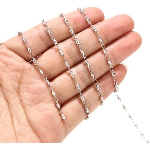 2Meter 2.5mm Width Stainless Steel Curb Chains Ball beads Link Chain in Bulk For Necklaces DIY Jewelry Accessories Making