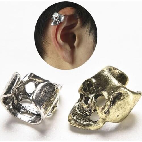 2pcs/set Retro Brincos Punk Skull Bones Earrings Ear Cuff For Women And Men Skull Head Earings