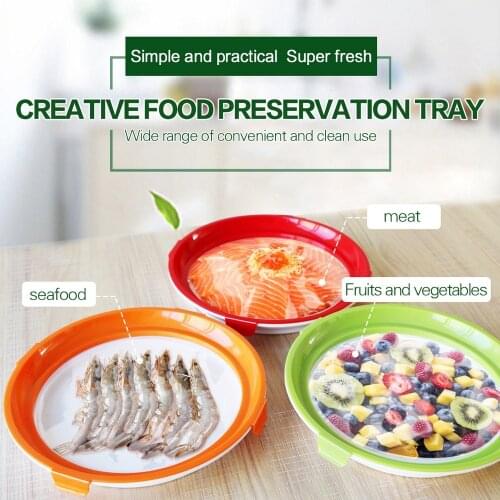 2PCS Food Fresh-keeping Tray Nano Cling Film Food Preservation Tray Recyclable Refrigerator Food Storage Preservation Container