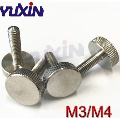 20Pcs DIN653 GB835 M3 M4 Stainless Steel Knurling Flat Head Knurled Thumb Screw Hand Tighten Computer Screws