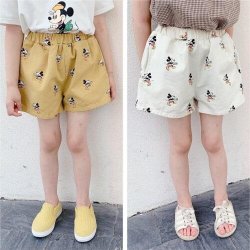 2021 New Disney Print Mickey Baby Girl Shorts Kids Summer Children Clothes Boys Cartoon Shorts Cute Girls Shorts