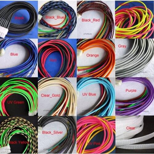 3mm Wide 1/8" TIGHT Braided PET Expandable Sleeving Cable Wire Sheath Black/Red/Orange/Yellow/Green/Blue/Purple/Gray/White/Clear