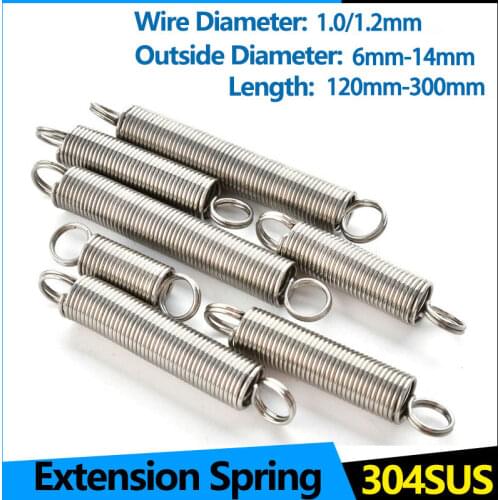 304 Stainless Steel Pullback Extension Cylindroid Helical Coil Small Mini Draw Tension Spring WD 1.0mm 1.2mm 1.4mm