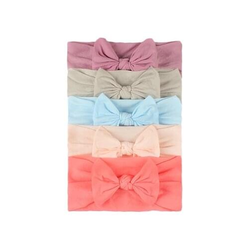 5 Pcs/Set Baby Girl Headband Bows Elastic Headbands Hair Band For Girls Solid Color Kids Toddler Turban Baby Hair Accessories