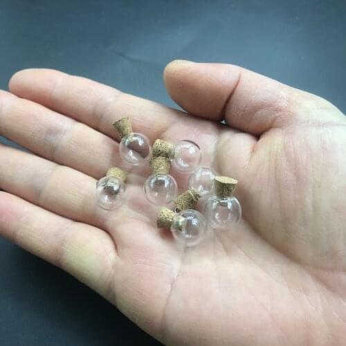 50pcs 12mm Glass Globe Orb With Cork Mini Glass Empty Sample Jars Wishing Bottle Empty Storage Vials DIY Pendants Home Decor