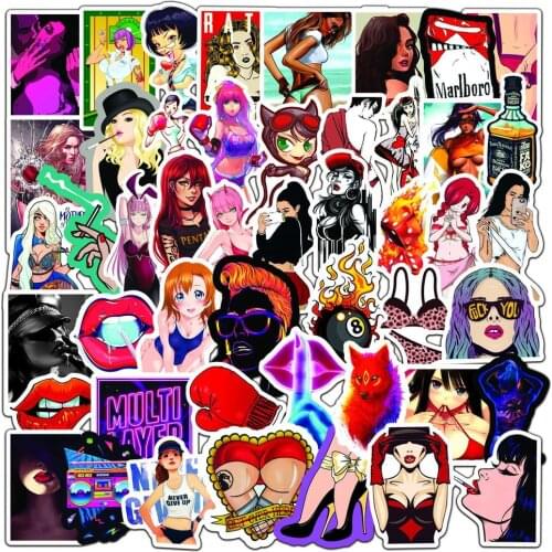 50Pcs Sexy Graffiti Anime Funny Sticker Waterproof graffiti sticker DIY Suitcase Laptop Bumper Car Snowboard Bicycle Skateboard