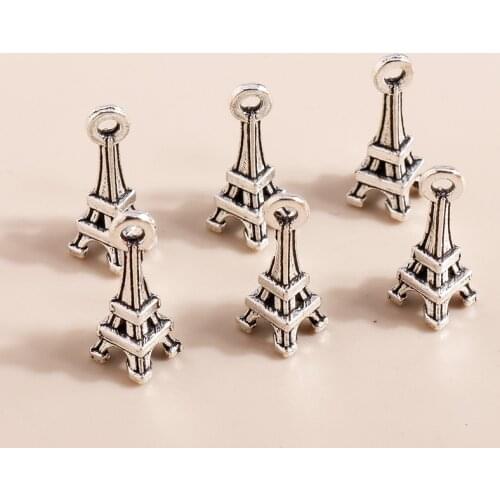 60pcs 6*16mm Cute Eiffel Tower Charms for diy Original Bracelets Pendants Tower Charms Jewelry Necklaces Earrings Making DIY