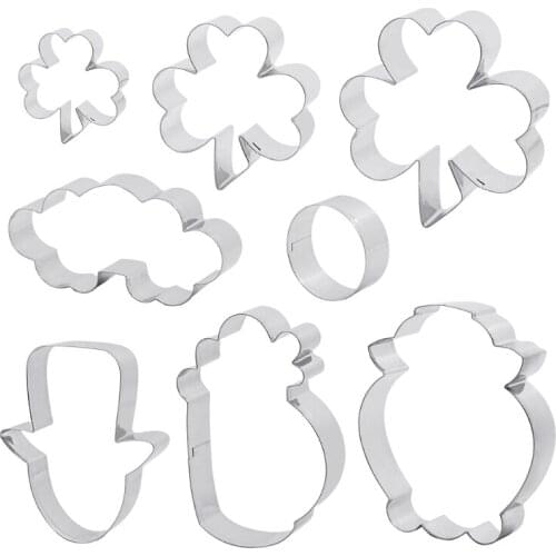 8pcs Saint Patrick’s Day Clover Biscuit Cutter Pastry Tool Cookie Cutter Cake Mold Chocolate Decorating Tools