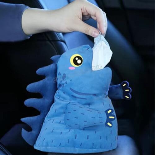 Godzilla Car Paper Towel Hanging Bag Car Drawer Box Creative Cartoon Chair Back Hanging Paper Towel Bag Plush Car Decoration