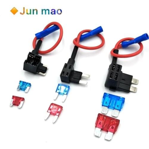 12V MINI SMALL MEDIUM Size Car Fuse Holder Add-a-circuit TAP Adapter with Micro Mini Standard ATM Blade Fuse