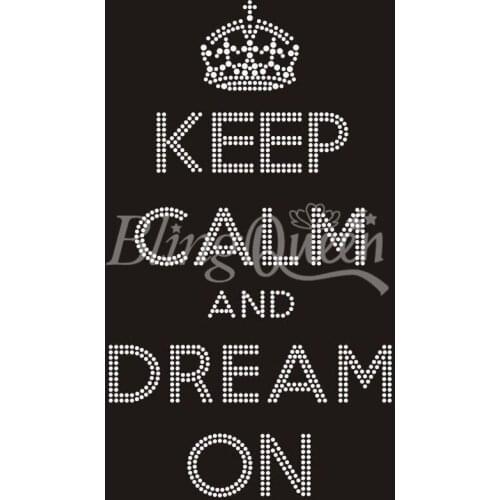 BlingQueen 25PCS/LOT Hot Fix Iron On Rhinestone Motifs Keep Calm and Dream On Design