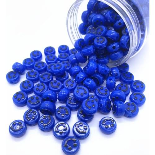 30pcs 10mm Rose colors Simulation Smiley face Acrylic Shape Spacer Beads For DIY Handmade Jewelry Accessories Make#08