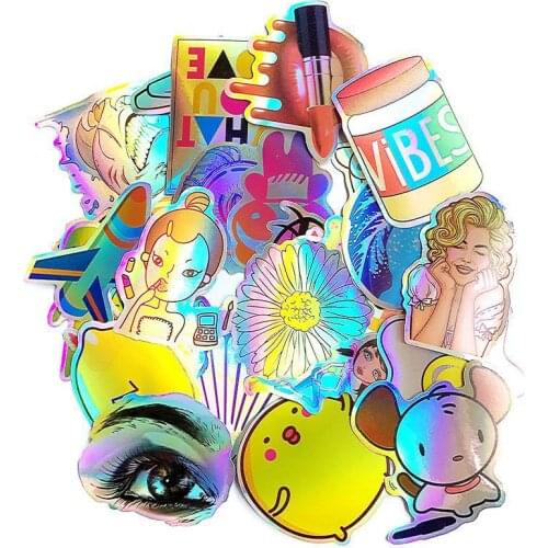 Decorative Sticker Laptop Books Pack Flash Stickers Set Car Metal Stickers Anime Cute Girl Toys for Children Gifts Kawaii Baby