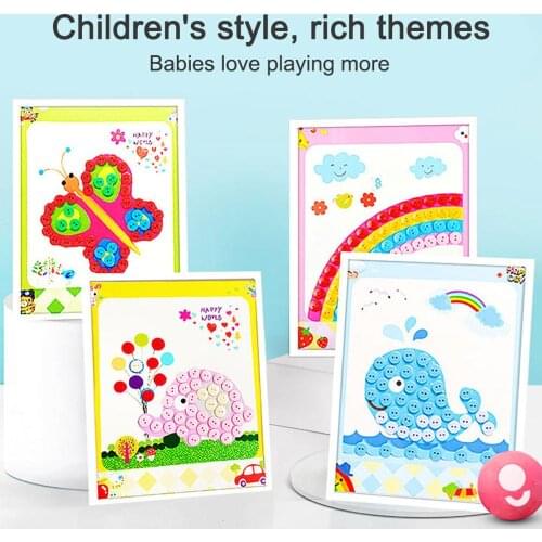 Kids DIY Button Diamond Stickers Drawing Toys Children Handmade Craft Art Painting Kit Children Drawing Tools Educational Toys