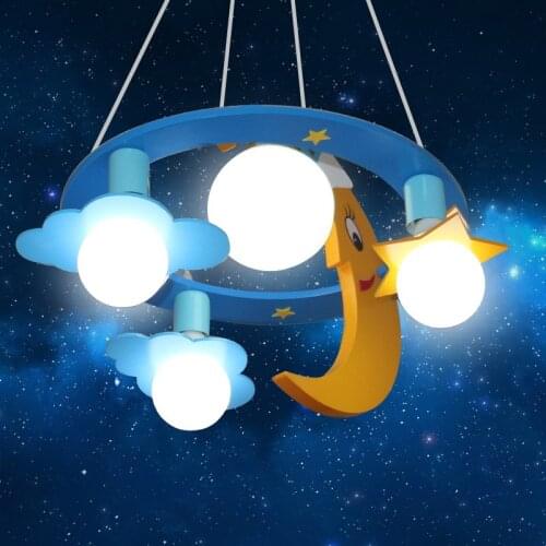 Children Pendant Lights moon star cartoon personality pendant lamps bedroom light bedroom boy girl warm clouds creative LO72114