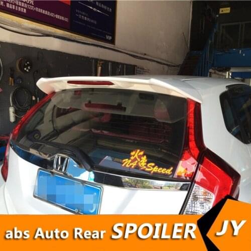 For HONDA FIT Spoiler 2014-2016 jazz spoiler High Quality ABS Material Car Rear Wing Primer Color Rear Spoiler