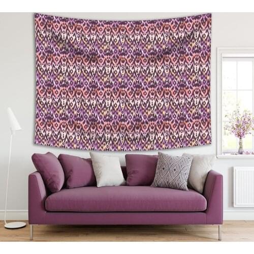 Tapestry Ikat Pattern Traditional Ethnic Fabric Design Purple Brown Orange Boho Style Decor