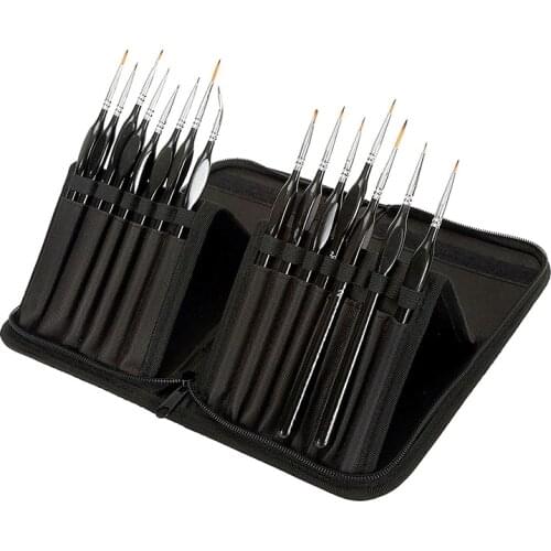 HOT-15Pcs Detail Paint Brush Set Miniature Painting Brushes Kit Professional Mini Fine Paint Brushes Set with Carrying Case