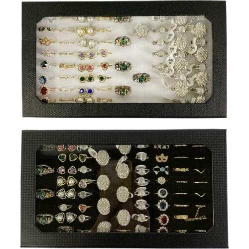 72-Digit Ring Display Tray with Transparent Cover, Jewelry Earring Display Tray, Ring Storage Box