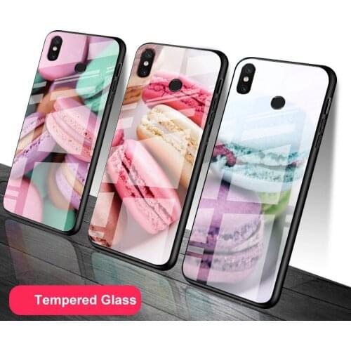 Macaroons Tempered Glass Phone Case For Redmi Note 5 6 7 8 9 Pro Note8T Note9S Redmi8 9 Cover Shell